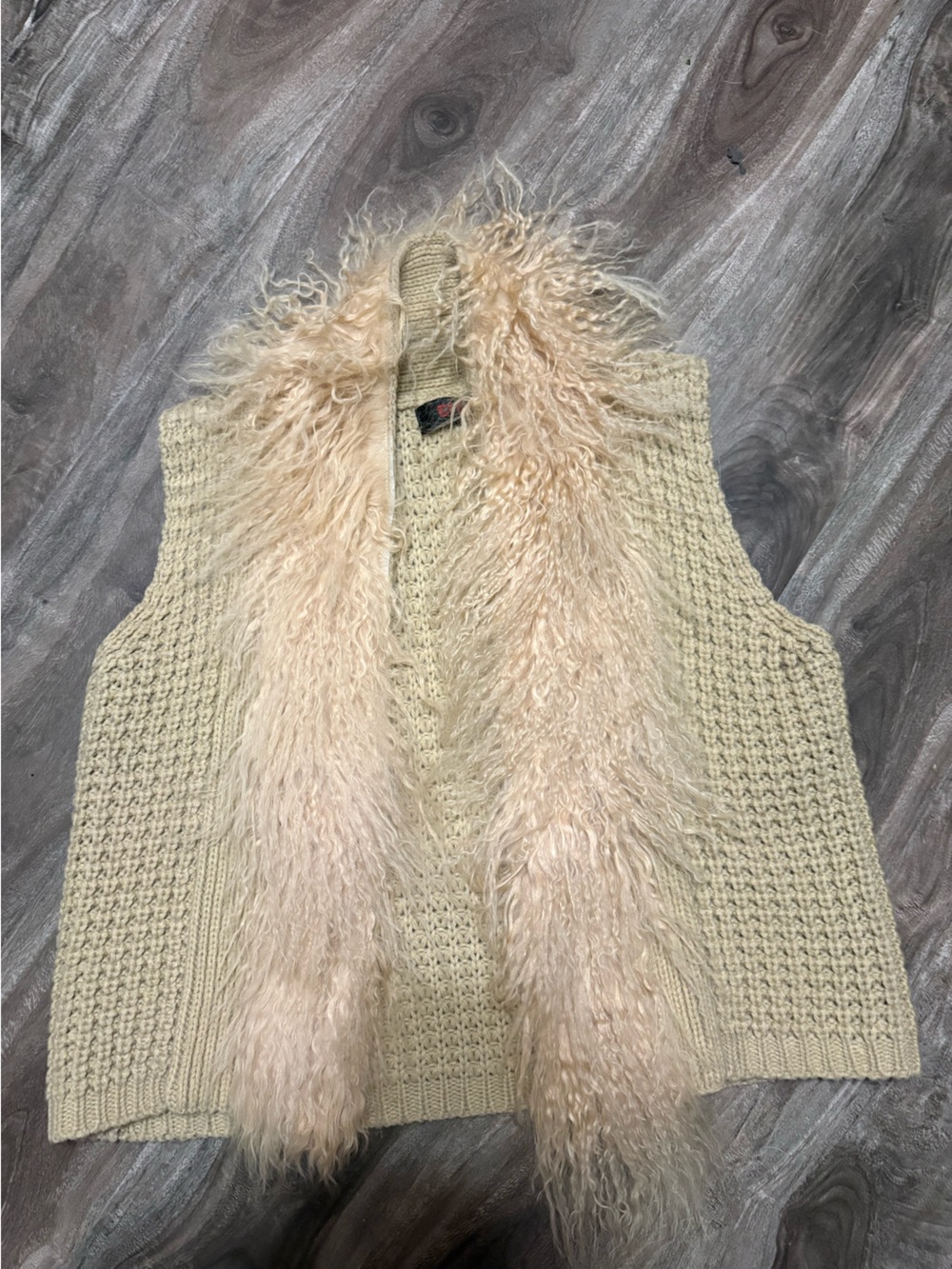 Cozy Cream Knit Vest with Faux Fur Trim